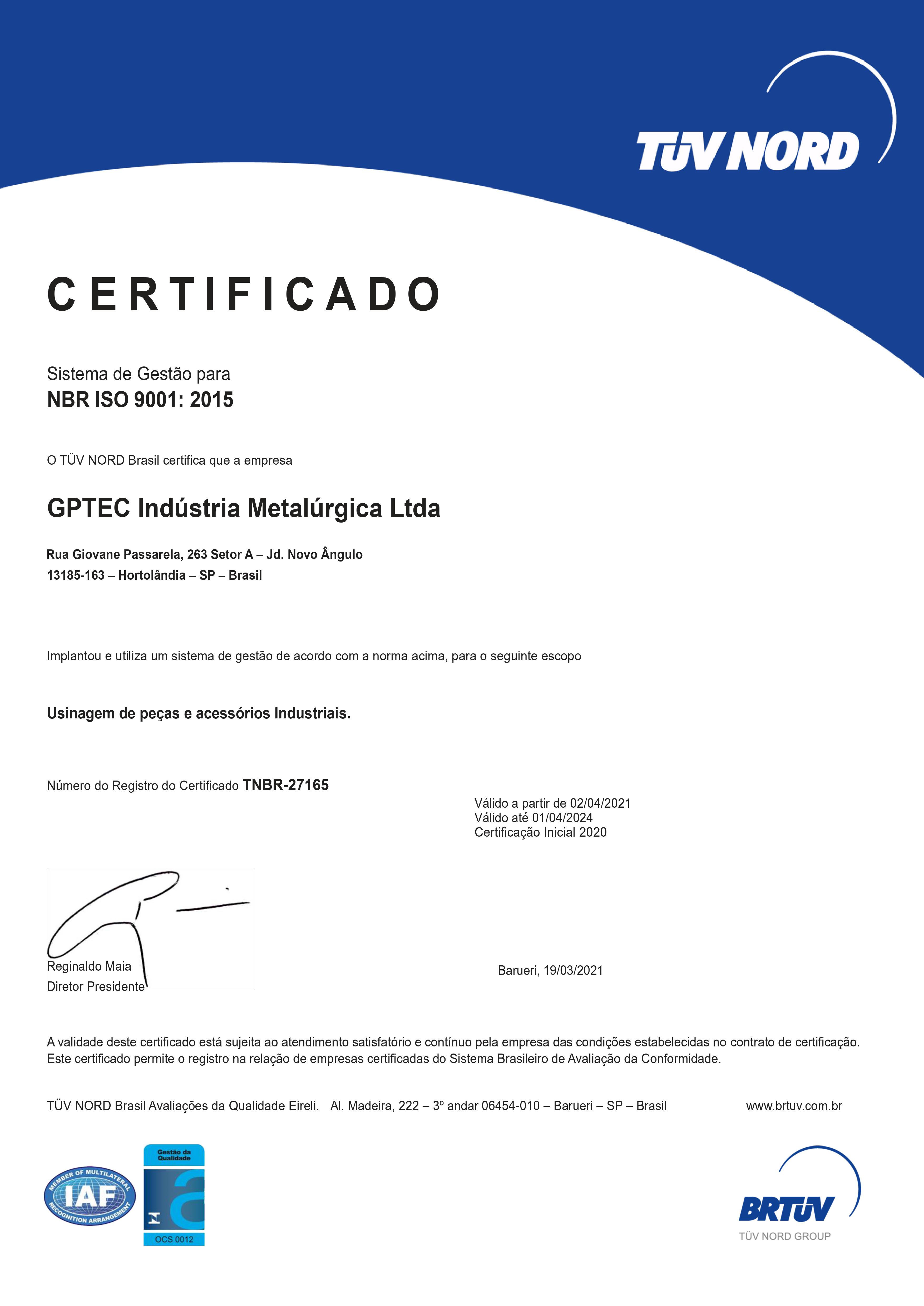 Certificado AS 9100 em Português